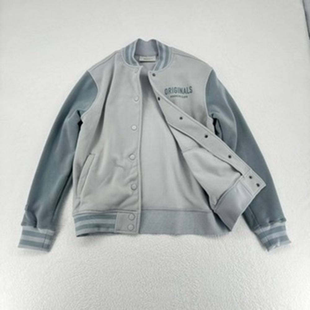 Originals Brooklyn Cloth Varsity Jacket Gray Blue Snap Front Small NWT - Picture 7 of 13